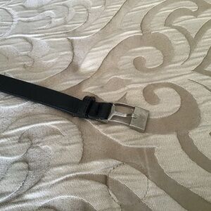 DKNY Women’s Italian Alligator Calfskin Belt with Silver Buckle
